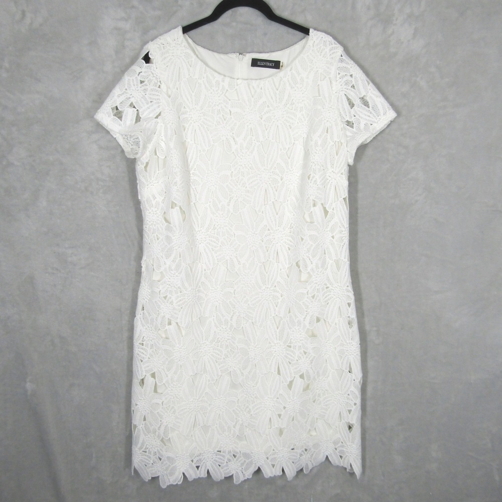 Ellen Tracy White Lace Midi Dress